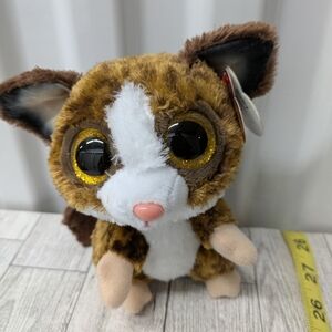 Ty binky Brown and White Stuffed Animal with Glittery Eyes